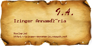 Izinger Annamária névjegykártya